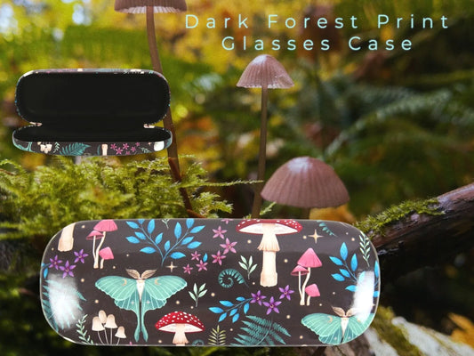 Dark Forest Hard Glasses Case Mystical Toadstools Foraging Cottagecore Design