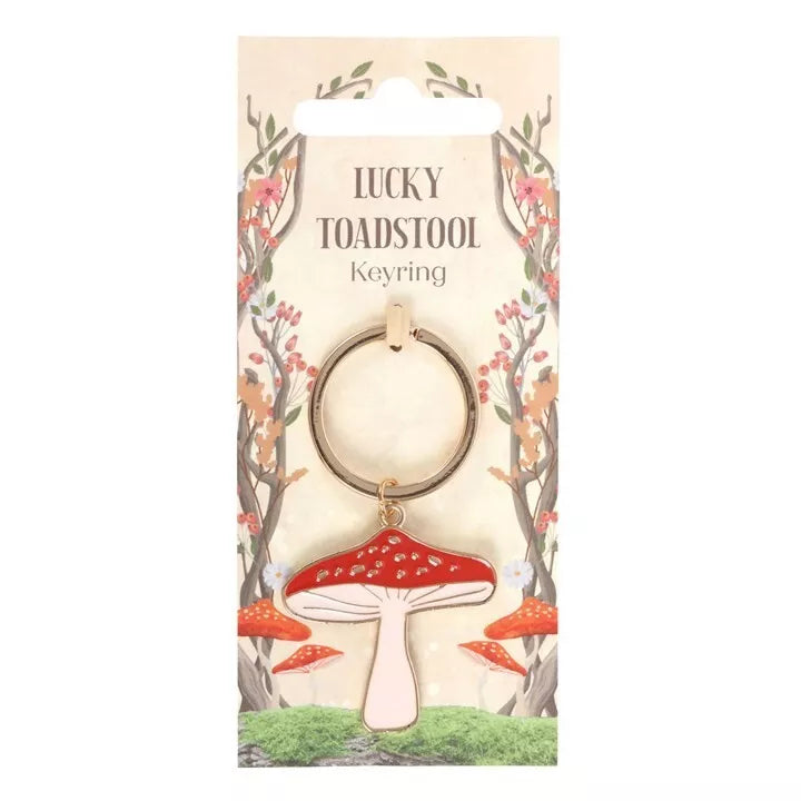 Metal Toadstool/Fly agaric lucky mushroom keyring