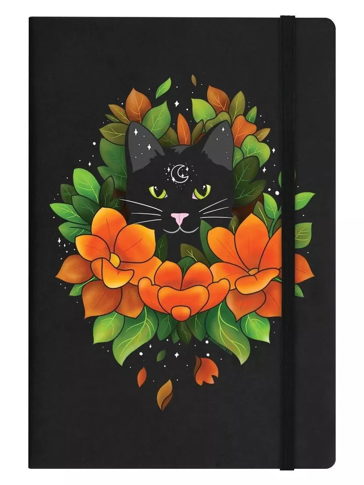 Luna kitty black cat notebook - hardback - lined - mystical kitty - Witchy gift - Alternative.