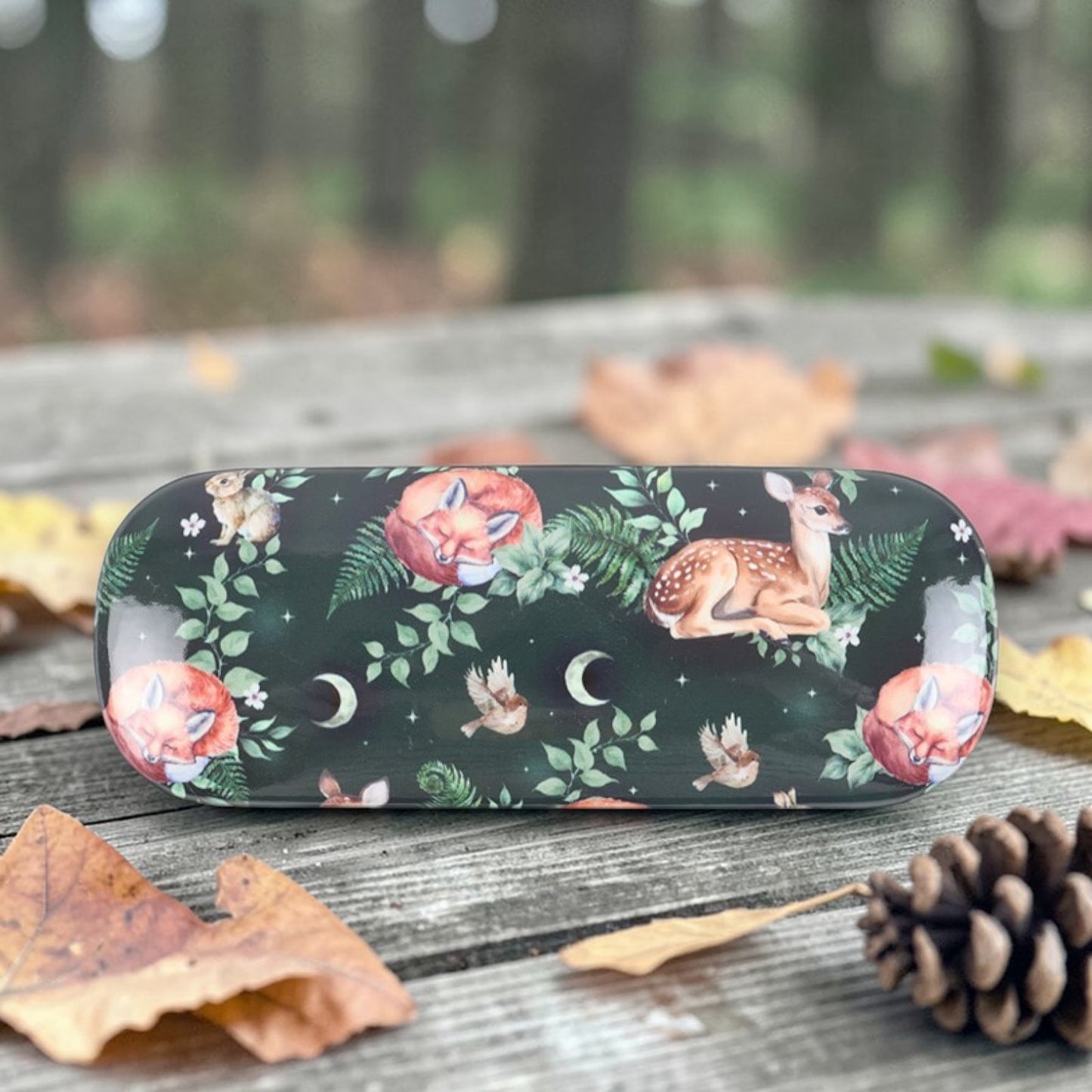 Fawn and Friends Forest Print Glasses Case Gift for Readers Nature Fox Lovers