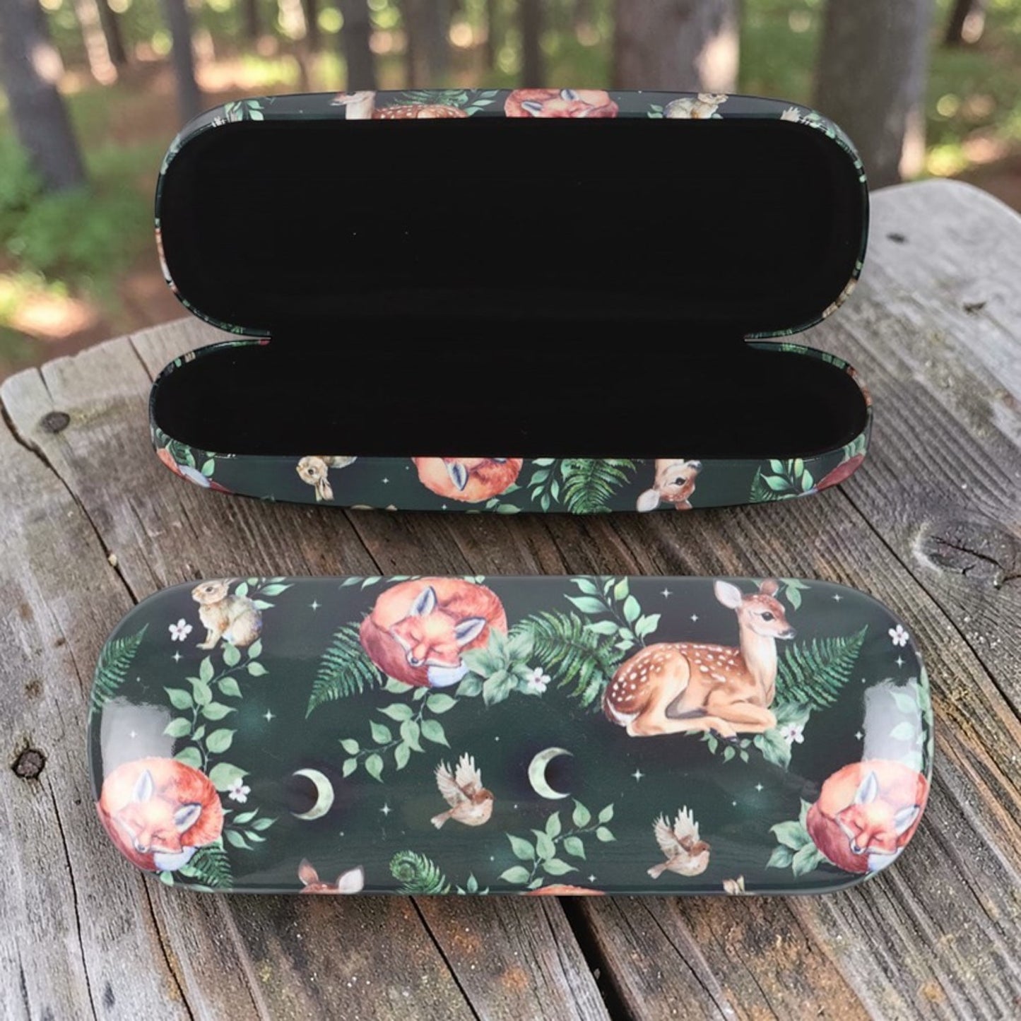 Fawn and Friends Forest Print Glasses Case Gift for Readers Nature Fox Lovers
