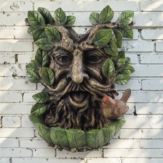 Green Man Resin Wall Bird Bath Nature Witch Pagan Garden Decor