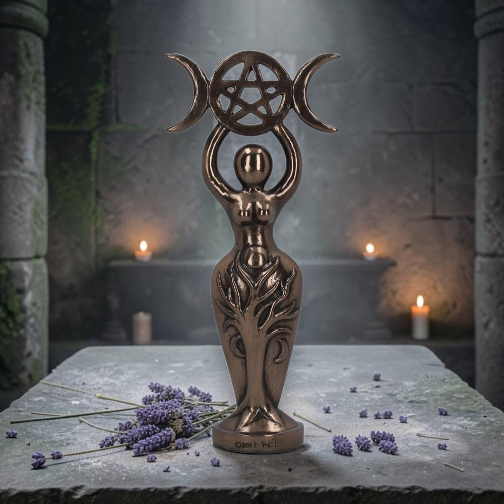 Triple Goddess Idol Statue Bronze Tone 20cm