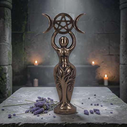 Triple Goddess Idol Statue Bronze Tone 20cm