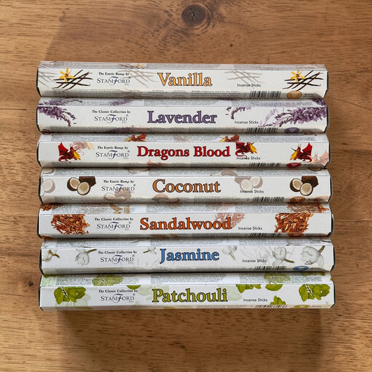 Stamford Incense Sticks Lavender/ Vanilla / Sandalwood / Patchouli / Jasmine / Dragon's Blood / Coconut