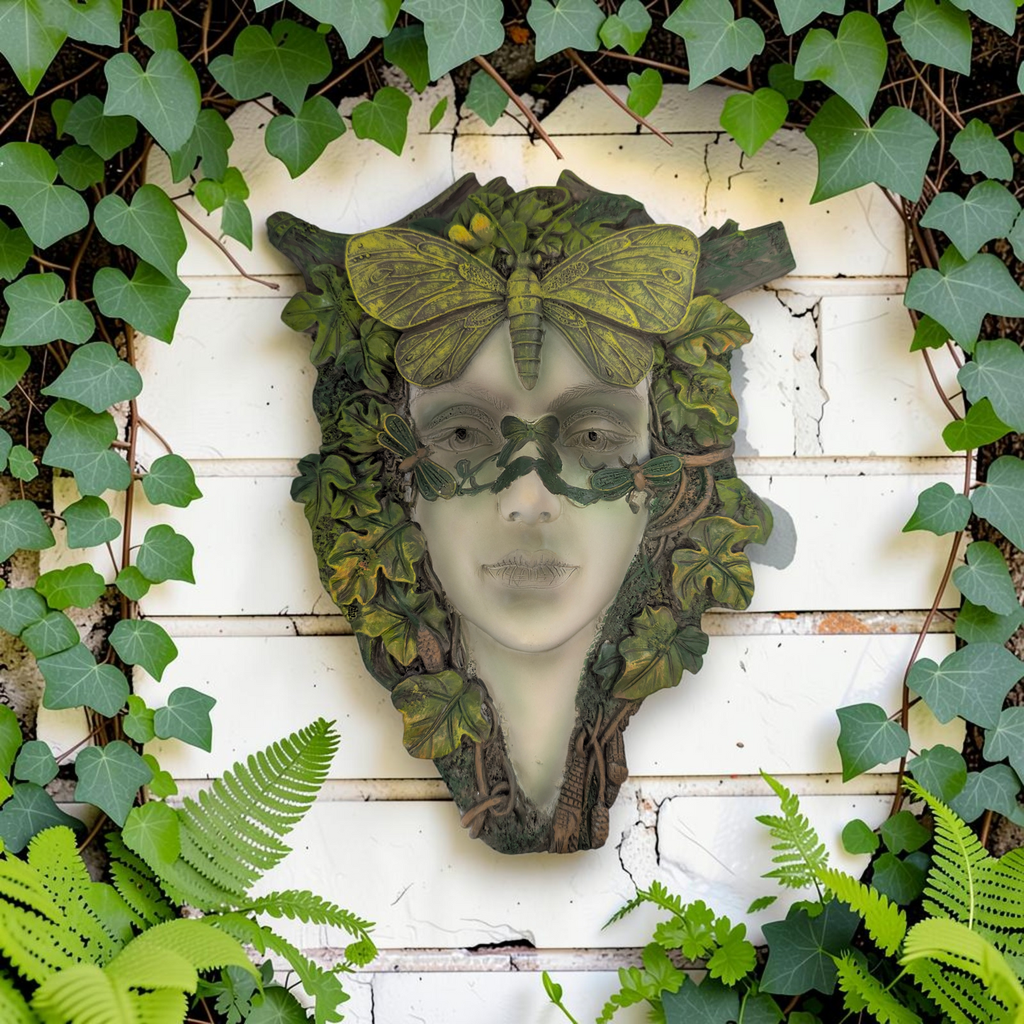 Green Lady Goddess Wall Plaque Female Nature Tree Spirit Pagan Witchy Butterfly