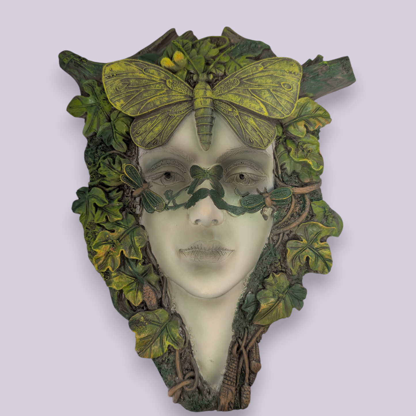 Green Lady Goddess Wall Plaque Female Nature Tree Spirit Pagan Witchy Butterfly