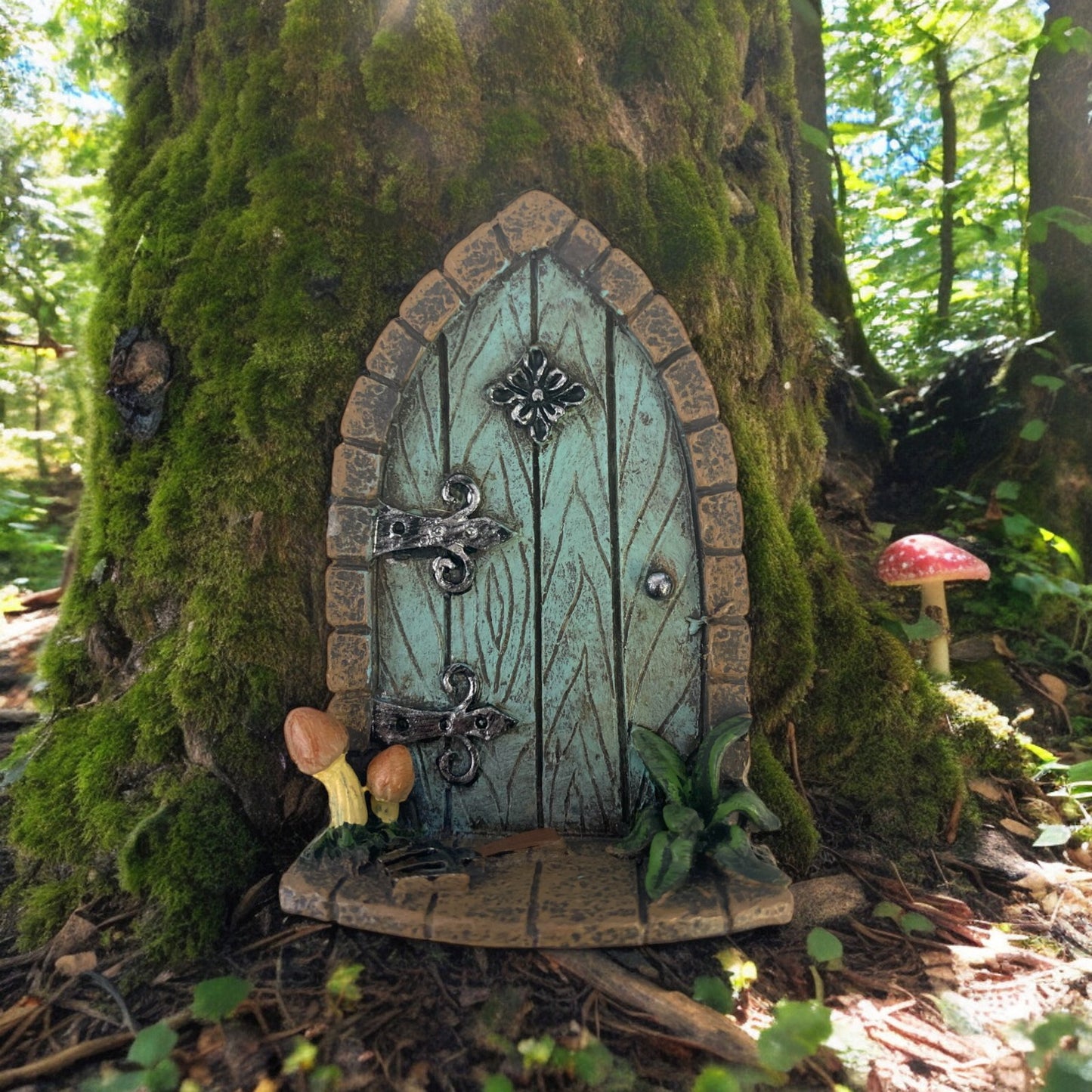 Miniature Green Hobbit Pixie Elf Fairy Door - Height 7 cm - garden decoration