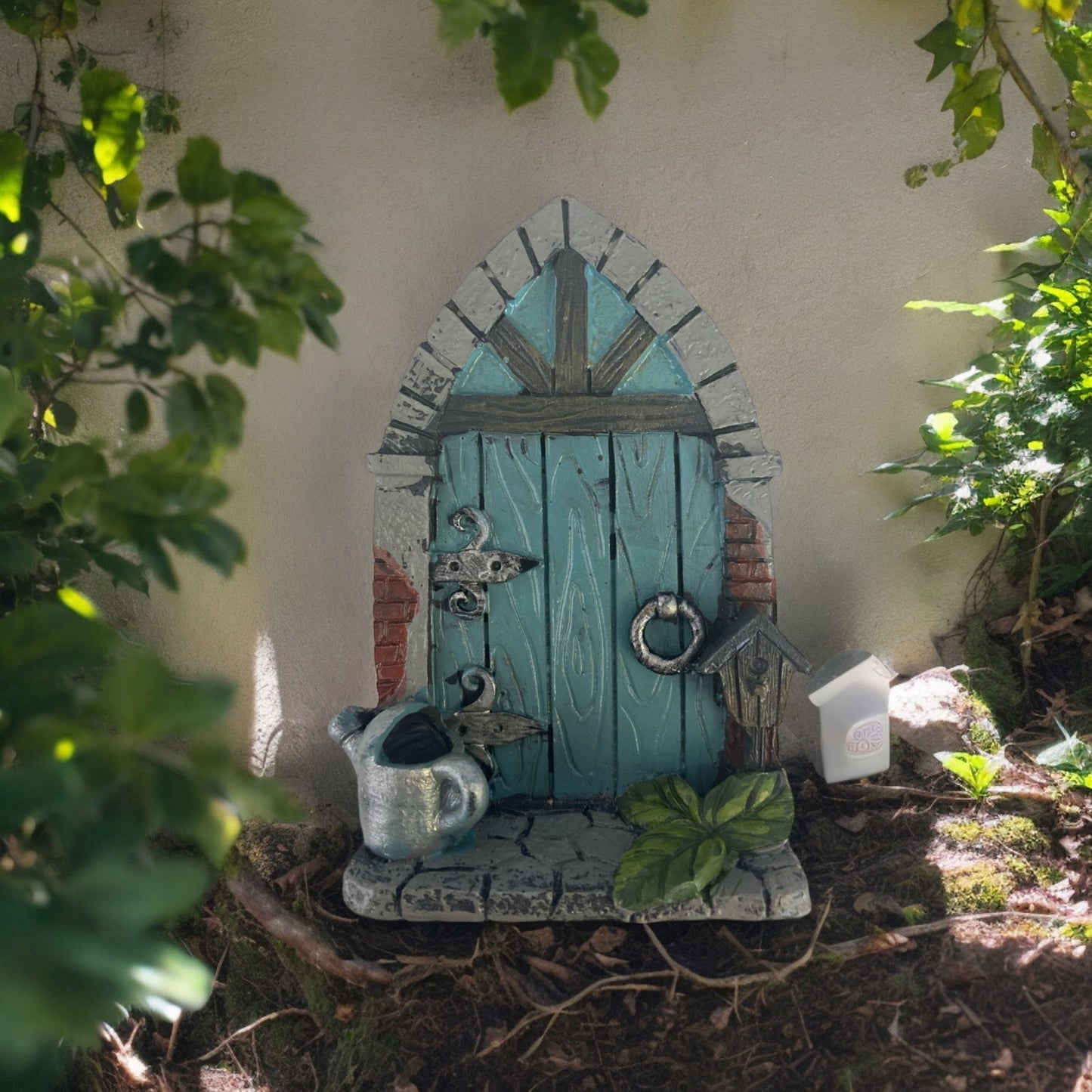 Miniature Blue Hobbit Pixie Elf Fairy Door - Height 7 cm - garden decoration