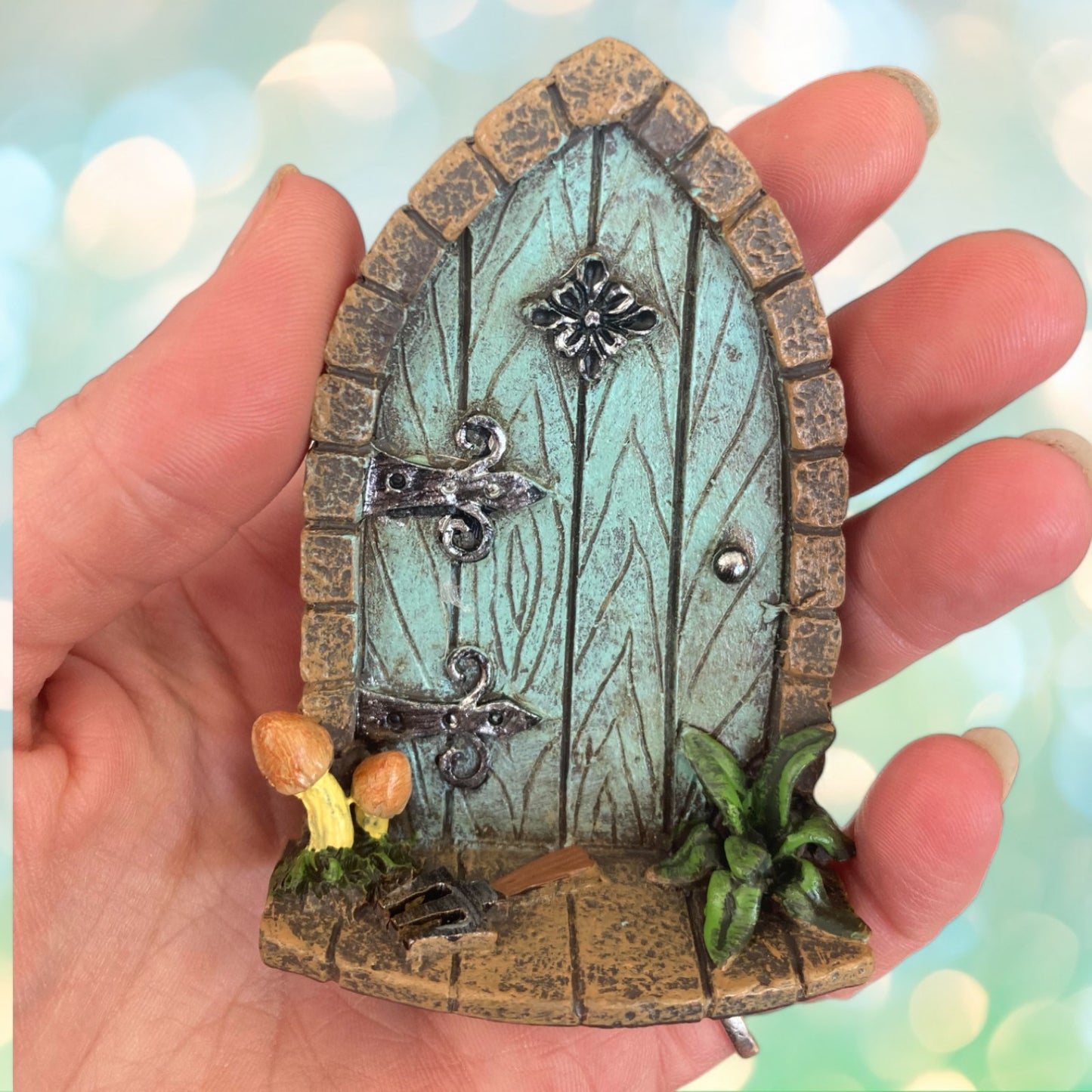 Miniature Green Hobbit Pixie Elf Fairy Door - Height 7 cm - garden decoration