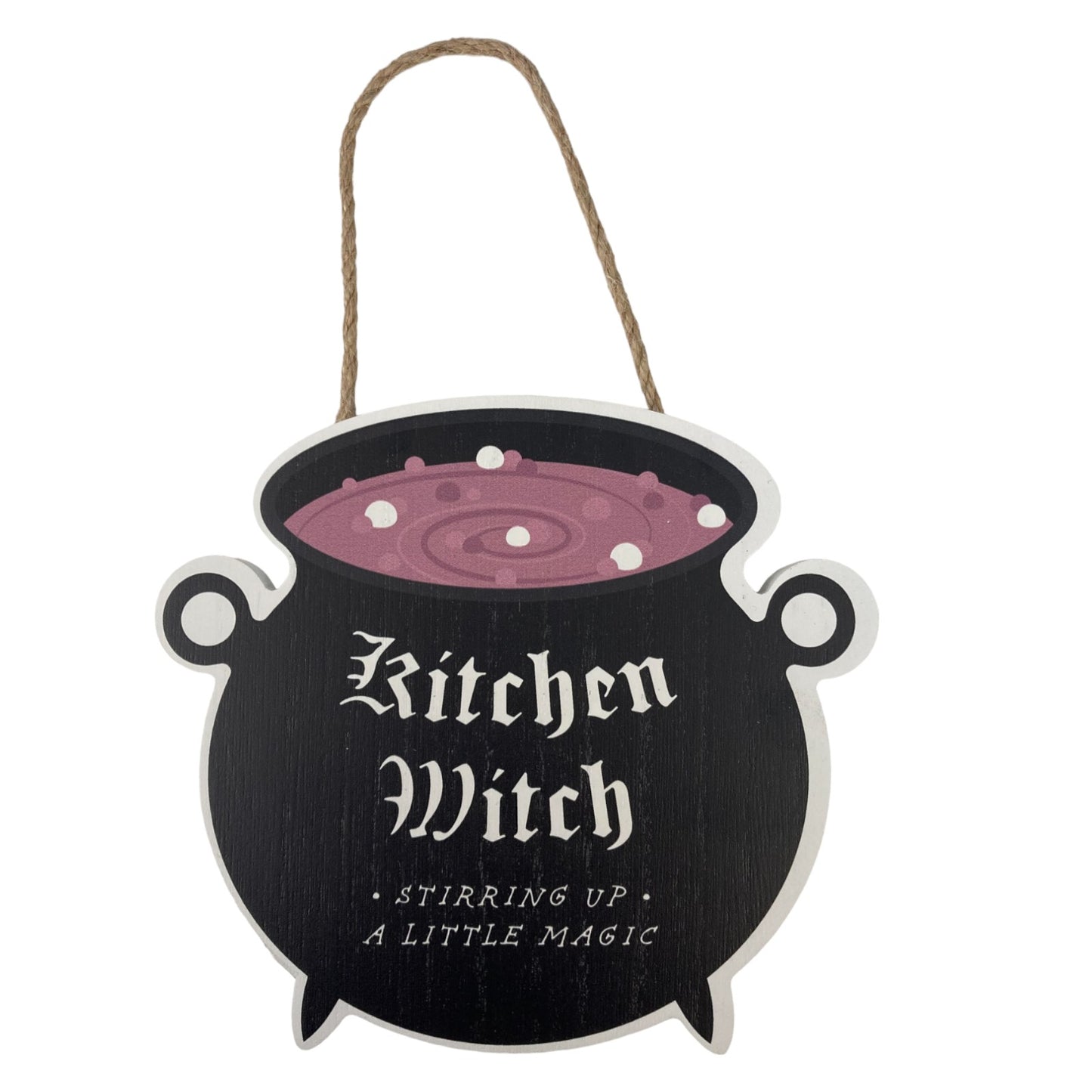 Wooden "Kitchen Witch" Cauldron wall plaque