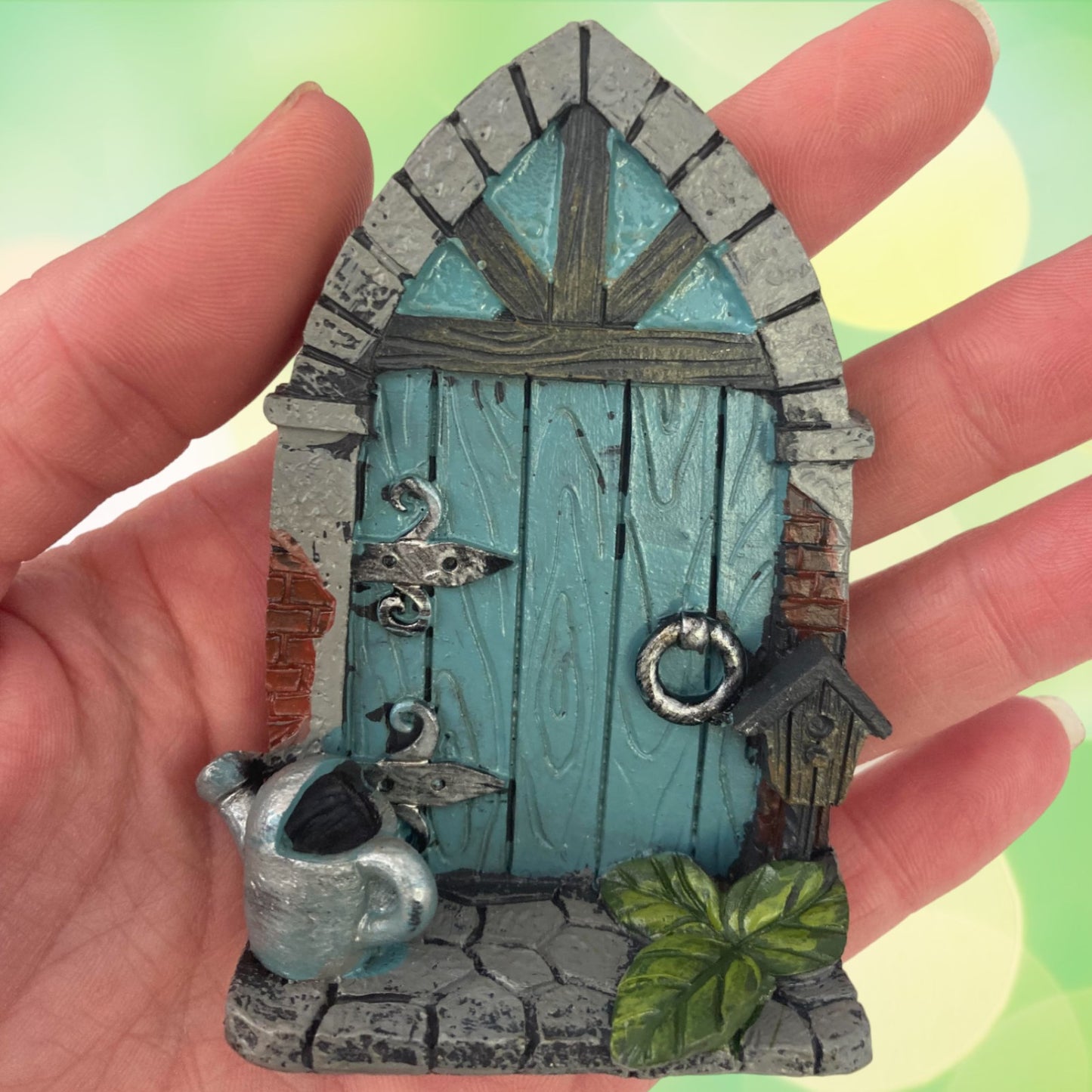 Miniature Blue Hobbit Pixie Elf Fairy Door - Height 7 cm - garden decoration