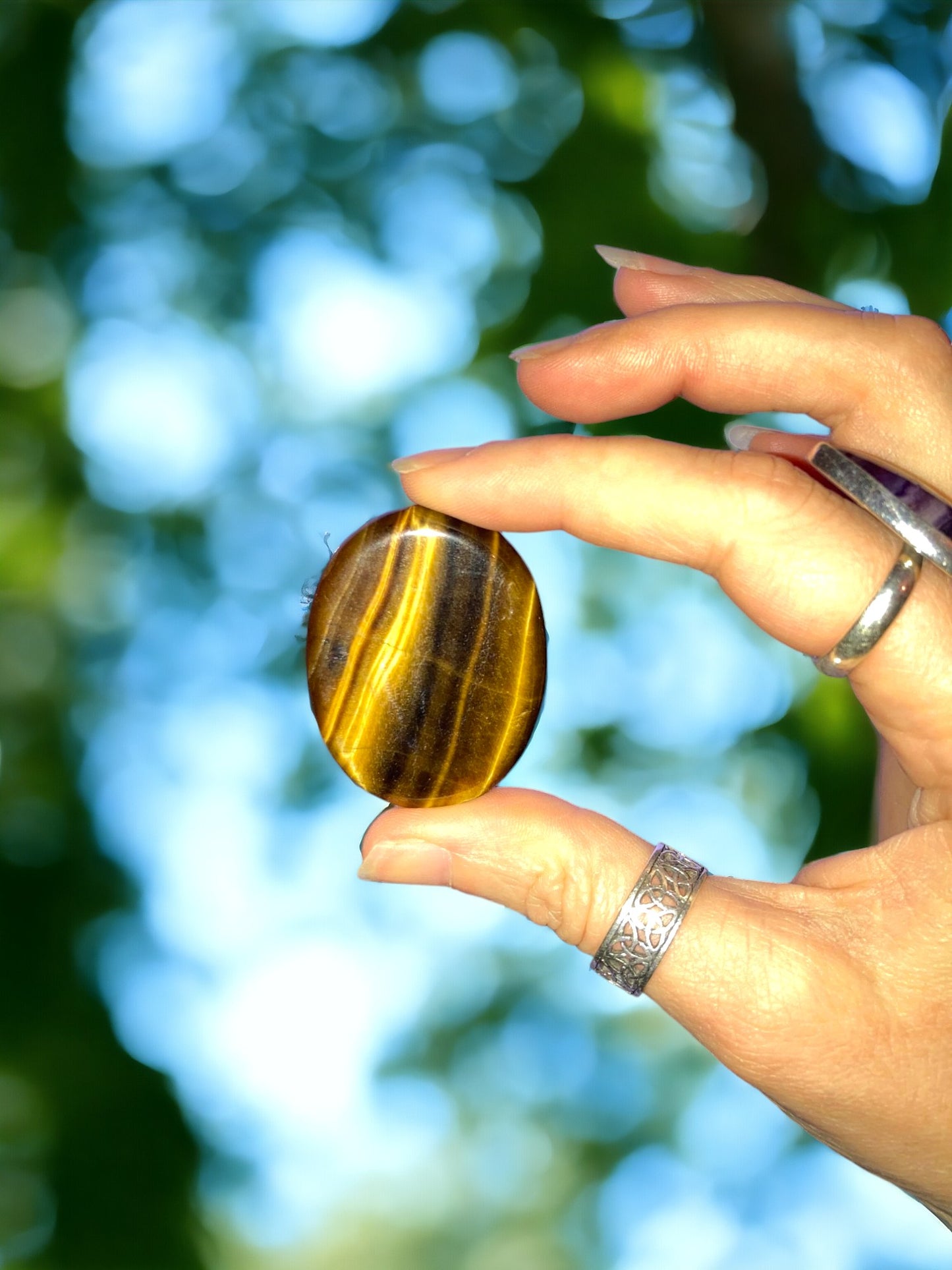 crystal thumbstones - rose quartz - Moss Agate - Tiger's eye - Worry stones/Palmstones