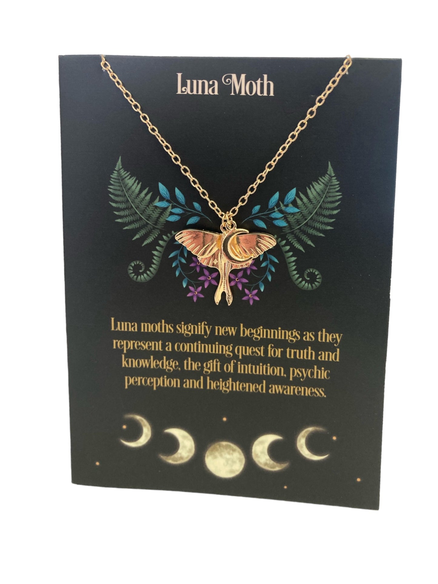 Luna Moth necklace and greeting card