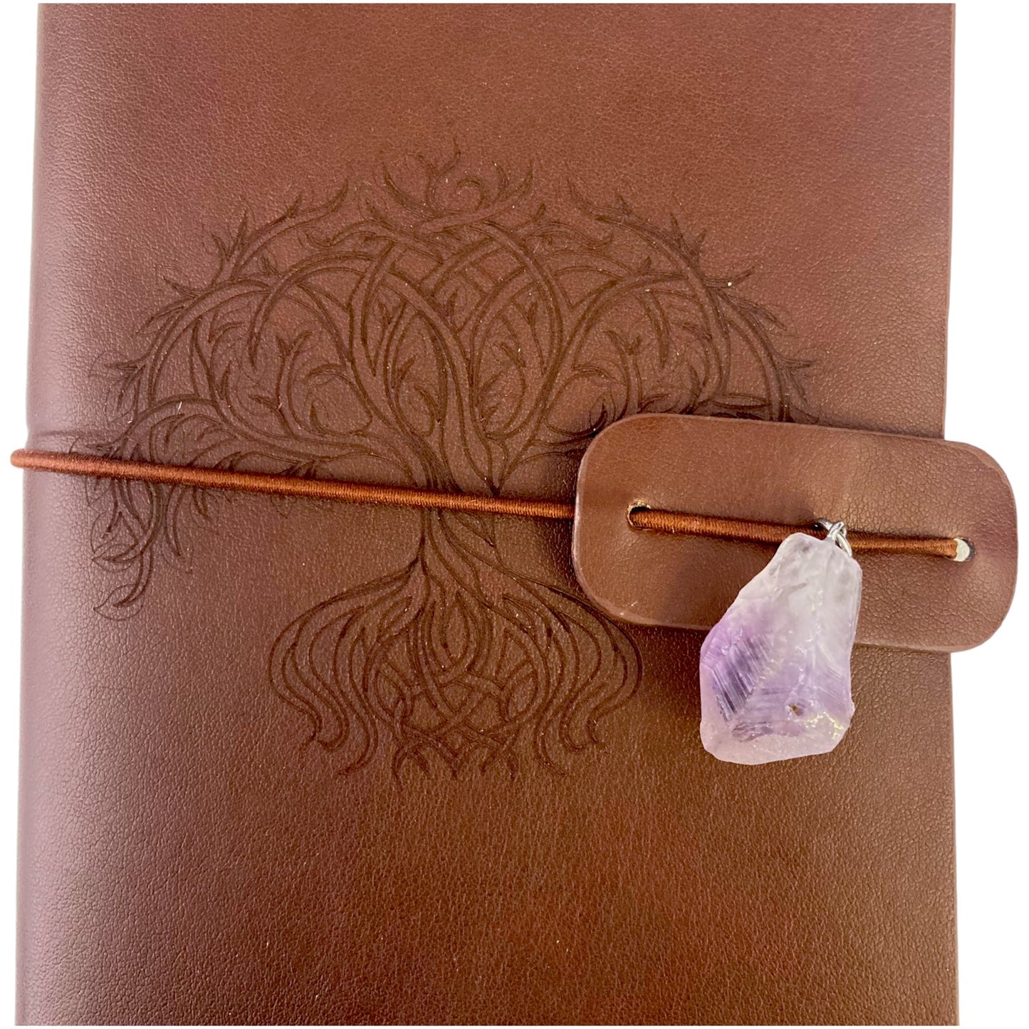 Quality Leather Embossed Celtic Tree of Life Journal with Crystal Notebook Organiser