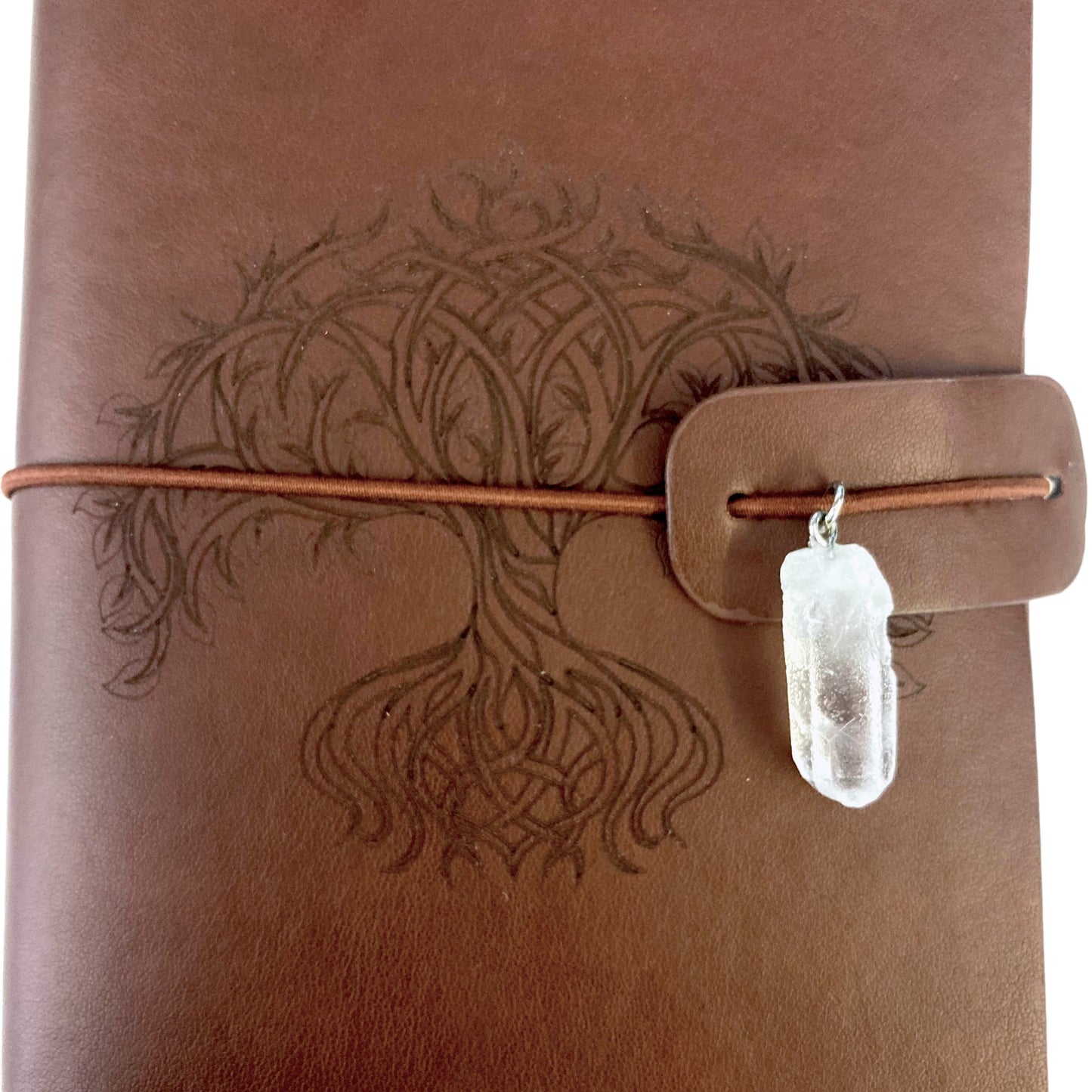 Quality Leather Embossed Celtic Tree of Life Journal with Crystal Notebook Organiser