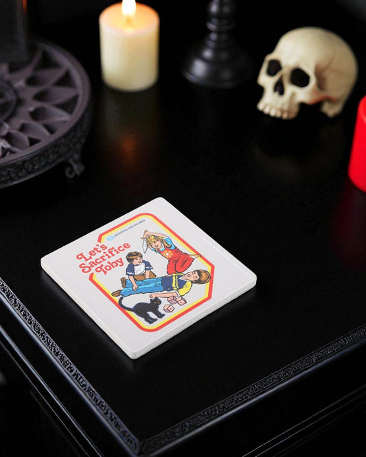 Steven Rhodes Let's Sacrifice Toby Coaster Dark Humour Alternative Retro Gift Tea Coffee Lover